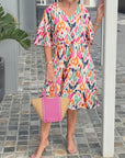Chic Bell Sleeve V-neck Tunic Dress