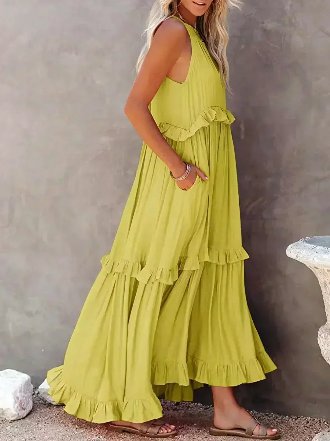 Soft Ruffle Casual Dress – Lightweight, Flowy Summer Style Perfect for Travel &amp; Everyday Elegance