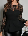 Fashionable Patchwork Lace Slim Fit T-Shirt