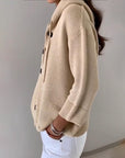 Hooded Single-Breasted Cardigan