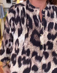 Leopard Print Half Button Blouse