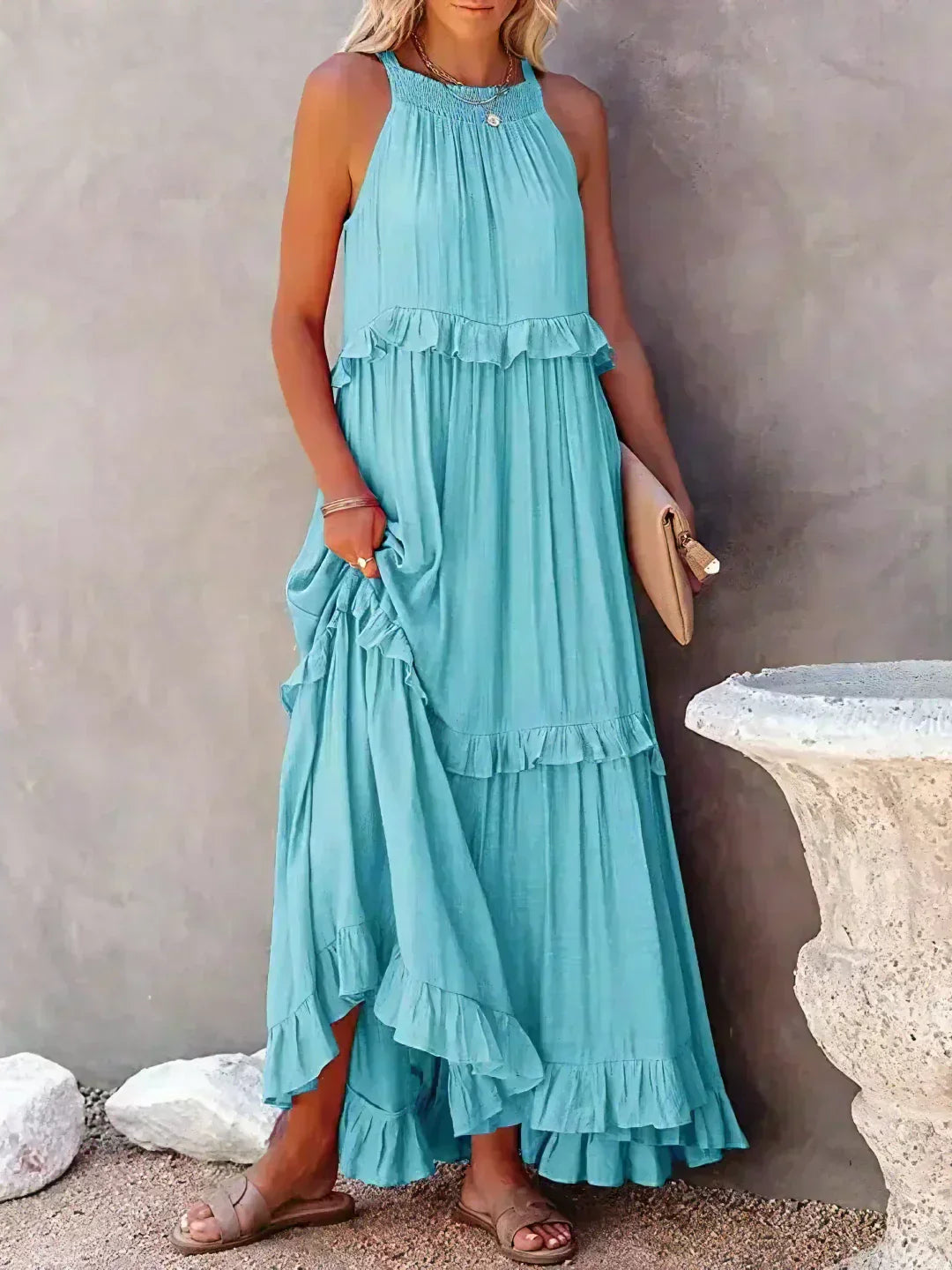 Soft Ruffle Casual Dress – Lightweight, Flowy Summer Style Perfect for Travel &amp; Everyday Elegance