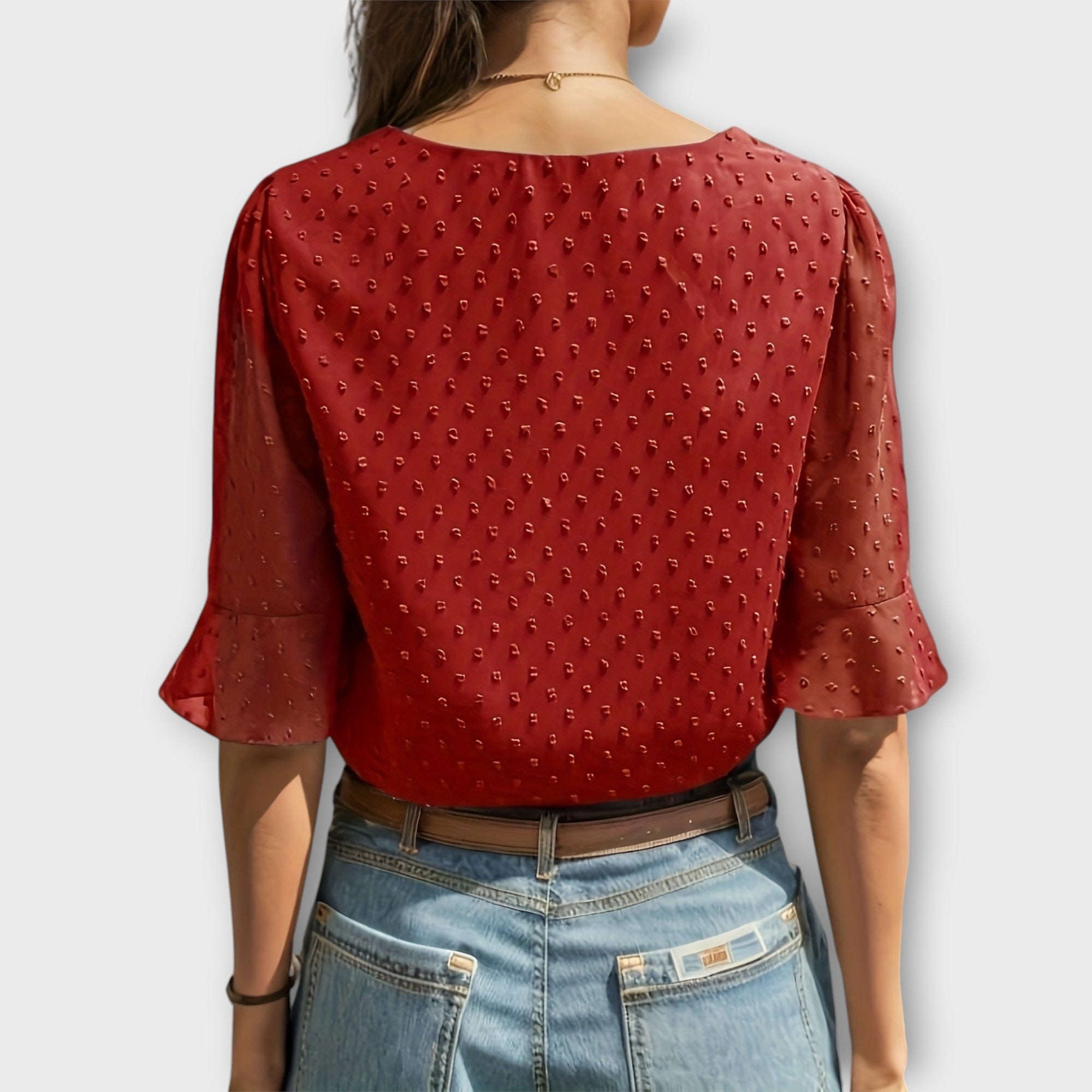 Blouse with Deep Neckline – Soft-Touch Statement Piece for Elegant Evenings or Weekend Styling