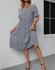 Floral print round neck elegant dress