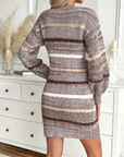 Striped Crew Neck Sweater Dress