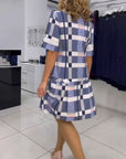 Round Neck Plaid Dress