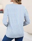 Three-Quarter Sleeve Striped T-Shirt