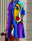 Vivid Brushstroke Print Midi Dress