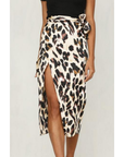 Women's Leopard Summer Print Slit Skirt