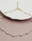 Layered Gold Necklace with Pearl Accent