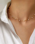 Layered Gold Necklace with Pearl Accent