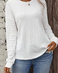 Casual Long Sleeve Round Neck Textured Knit Sweater