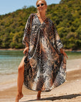 Coral Breeze Wrap Dress with Kimono Sleeves