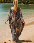 Coral Breeze Wrap Dress with Kimono Sleeves
