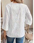 Loose Fit V-Neck Embroidered Top