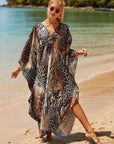 Coral Breeze Wrap Dress with Kimono Sleeves