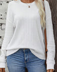 Casual Long Sleeve Round Neck Textured Knit Sweater