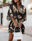 Flowy Batwing Dress with Elegant V Neck