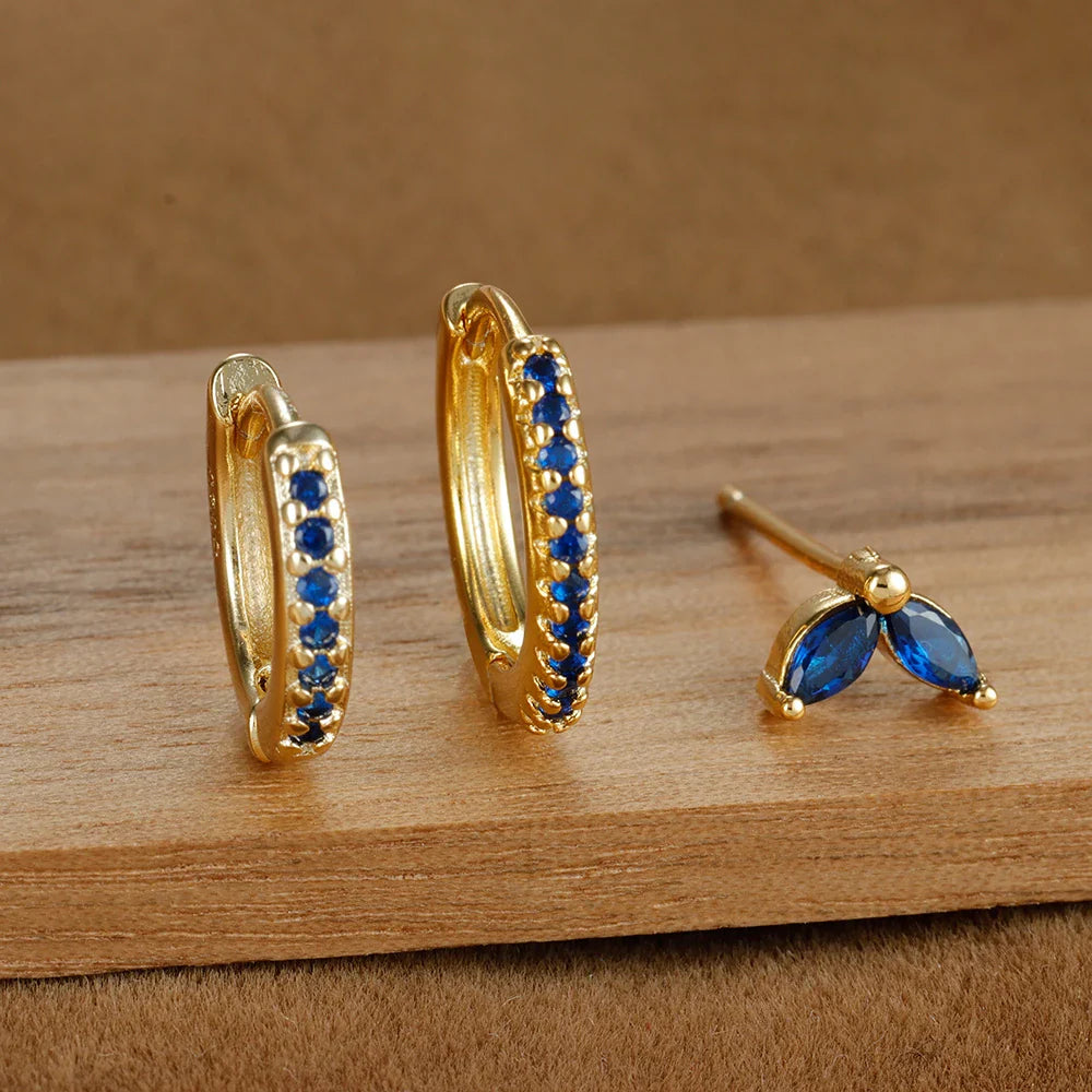 Sparkling Eye Earrings Trio with Zircon Shine