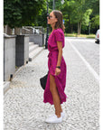 Casual Floral Wraparound Midi Dress