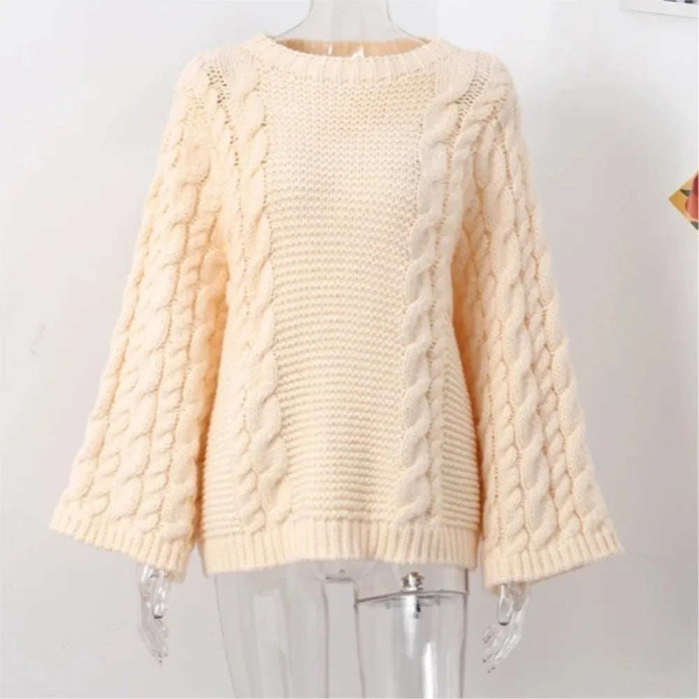 Casual Round Neck Thick Knit Sweater