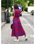 Casual Floral Wraparound Midi Dress