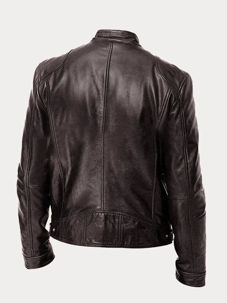 Vintage Look Casual Leather Coat