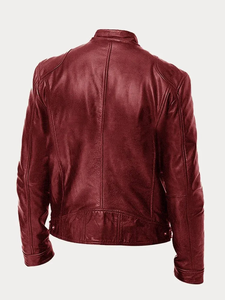 Vintage Look Casual Leather Coat