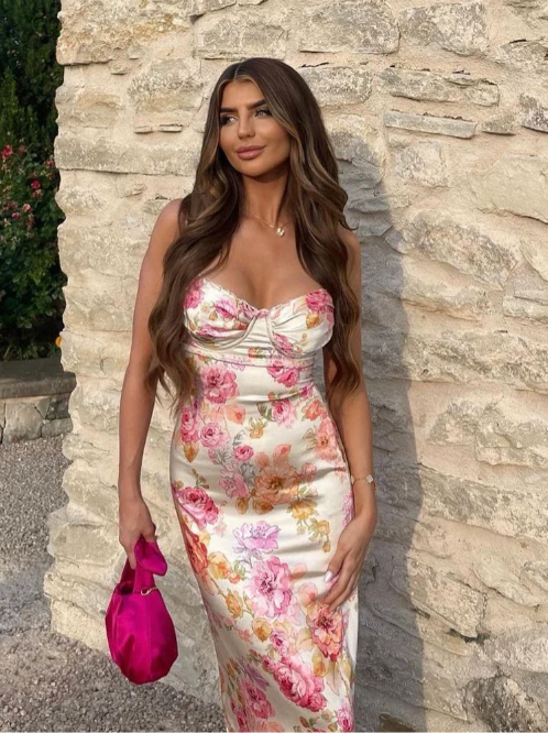 Charming Spaghetti Strap Floral Dress
