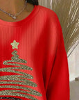 Loose Pitted Christmas Print Sweatshirt