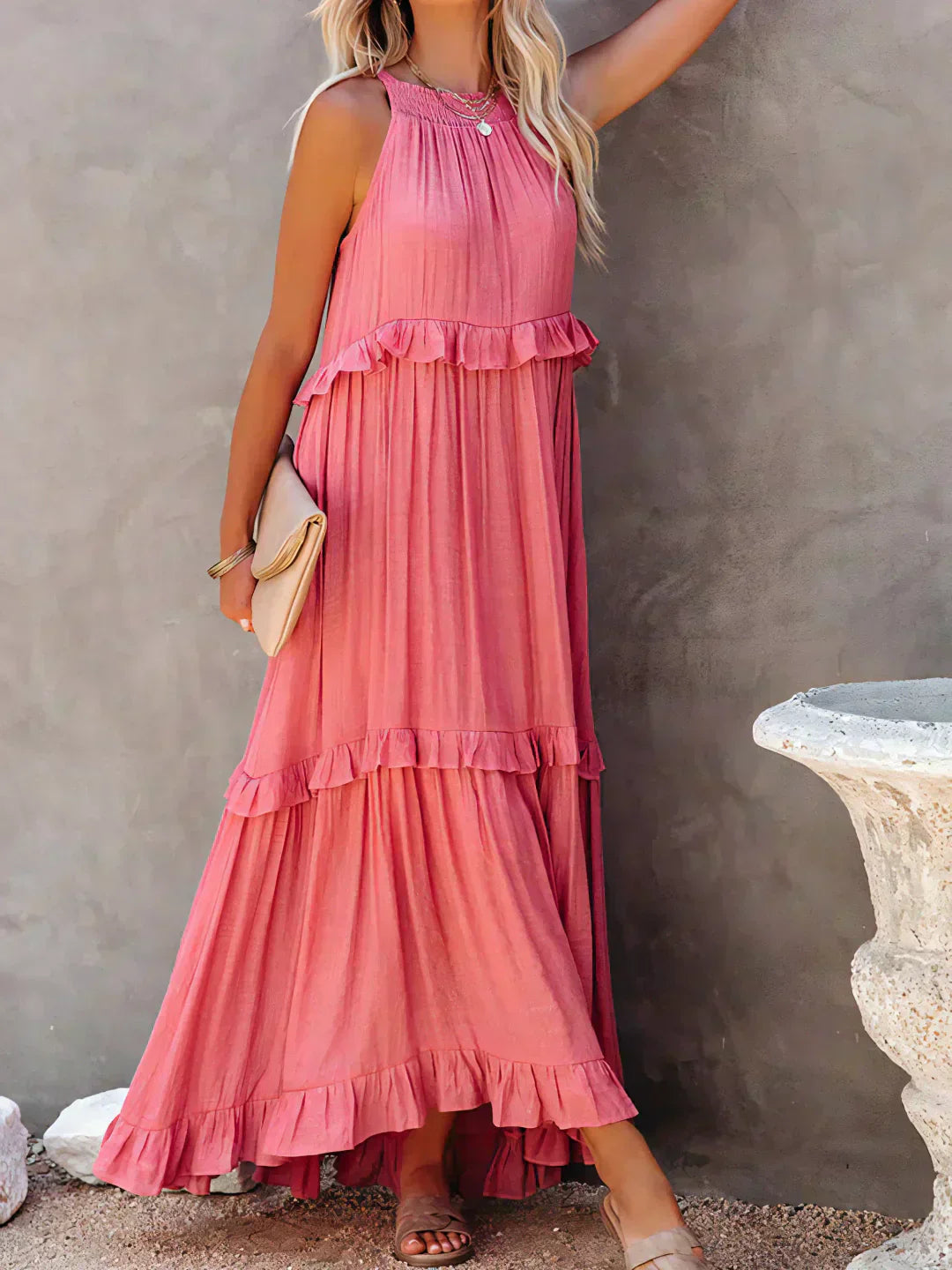 Soft Ruffle Casual Dress – Lightweight, Flowy Summer Style Perfect for Travel &amp; Everyday Elegance
