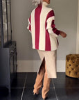 High Collar Vertical Striped Sweater