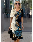 Casual Loose Dress with 3D Flowers