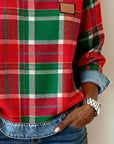 Plaid Patchwork Fashion Sweatshirt
