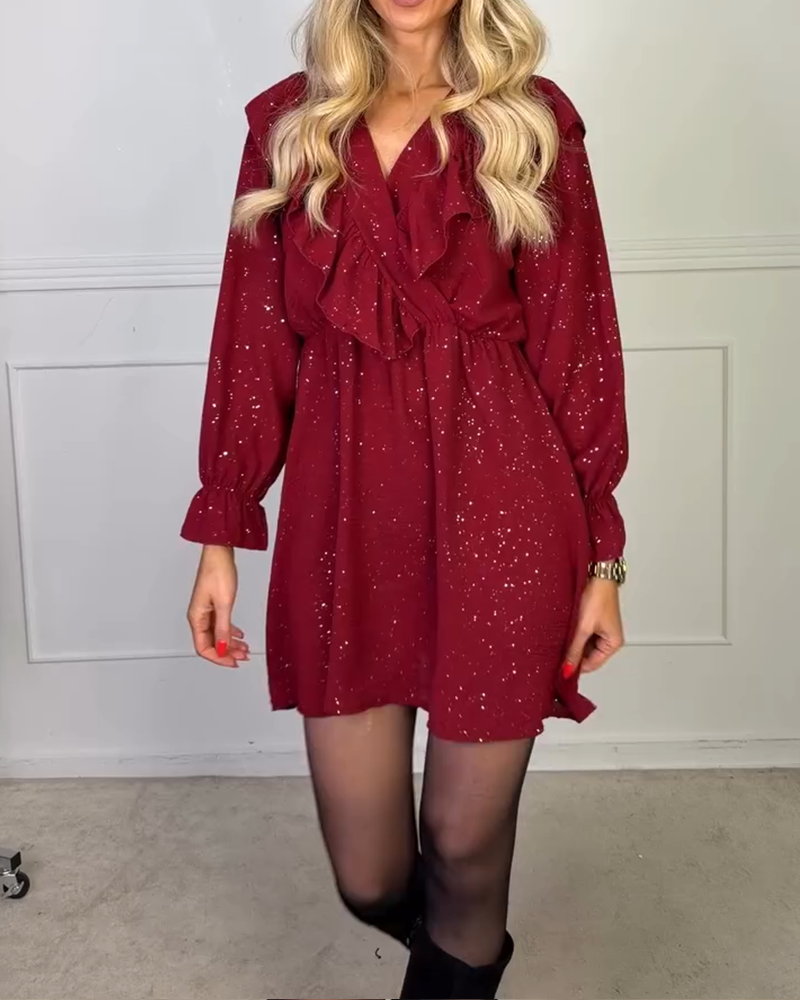 Stylish Solid Color V-Neck Dress