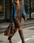 Leopard Print Contrast Fashion Dress