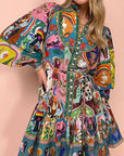 Graphic Scribble Style Mini Dress