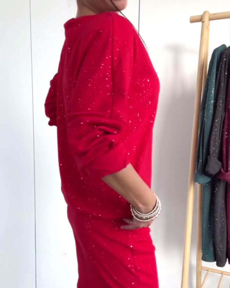 Round Neck Fine Glitter Fashion Dress