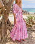 V-Neck Floral Short-Sleeve Dress