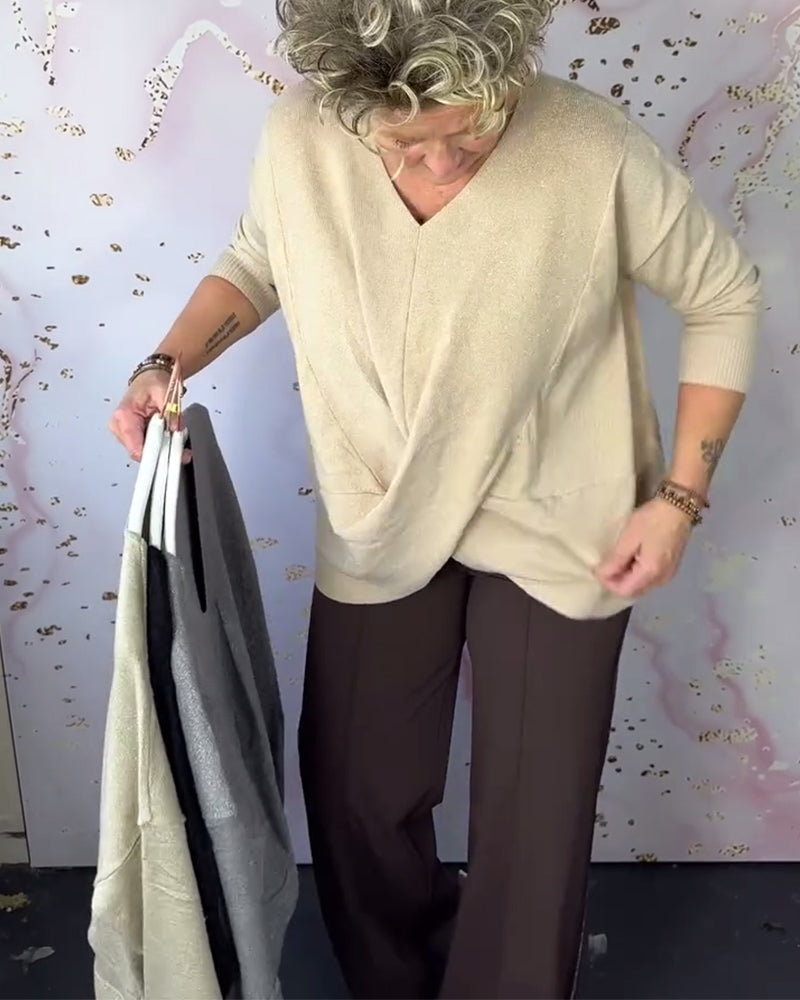 Irregular Hem V-Neck Sweater