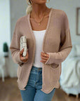 Women Open Front Long Sleeve Pocket Knitted Cardigan