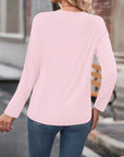 Long Sleeve Heart Round Neck Top