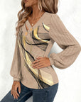 Striped Print Lantern Sleeve Top