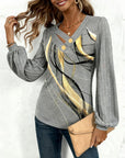 Striped Print Lantern Sleeve Top