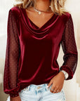 Swing Collar Paneled Long-Sleeved Top