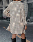 Lapel Long Sleeve Printed Dress