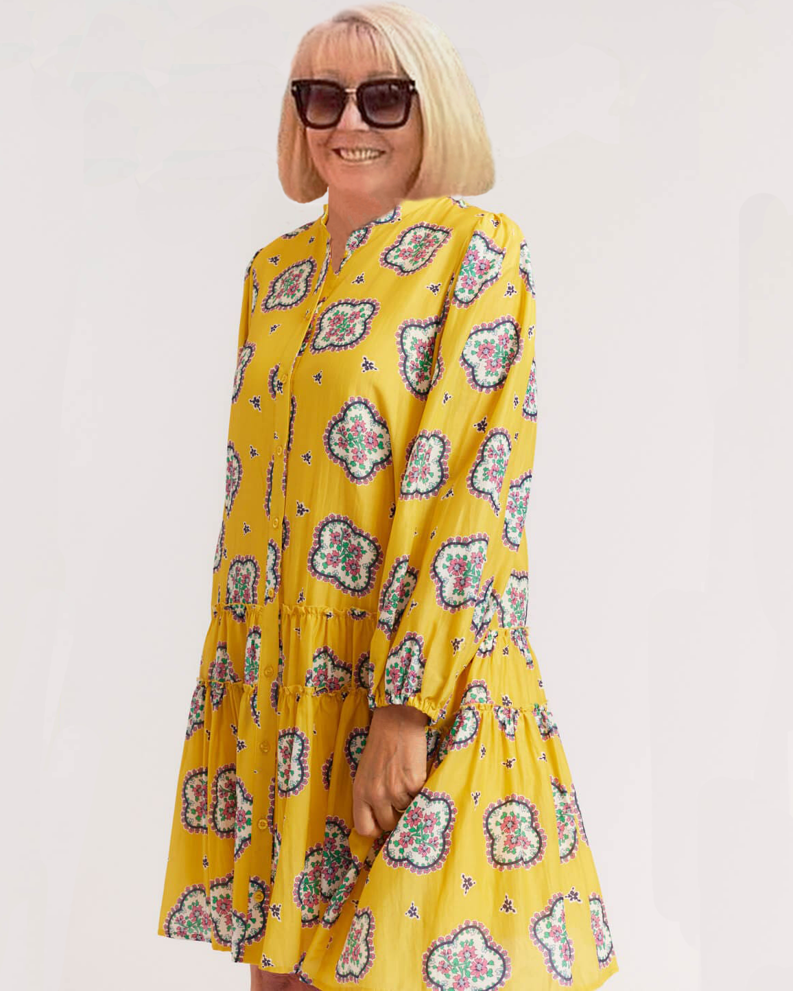 Printed Loose Pleated Dress