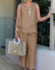 Sleeveless Top Casual Pants Two Piece-Set
