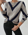 Geometric-Print Crew Neck Sweater