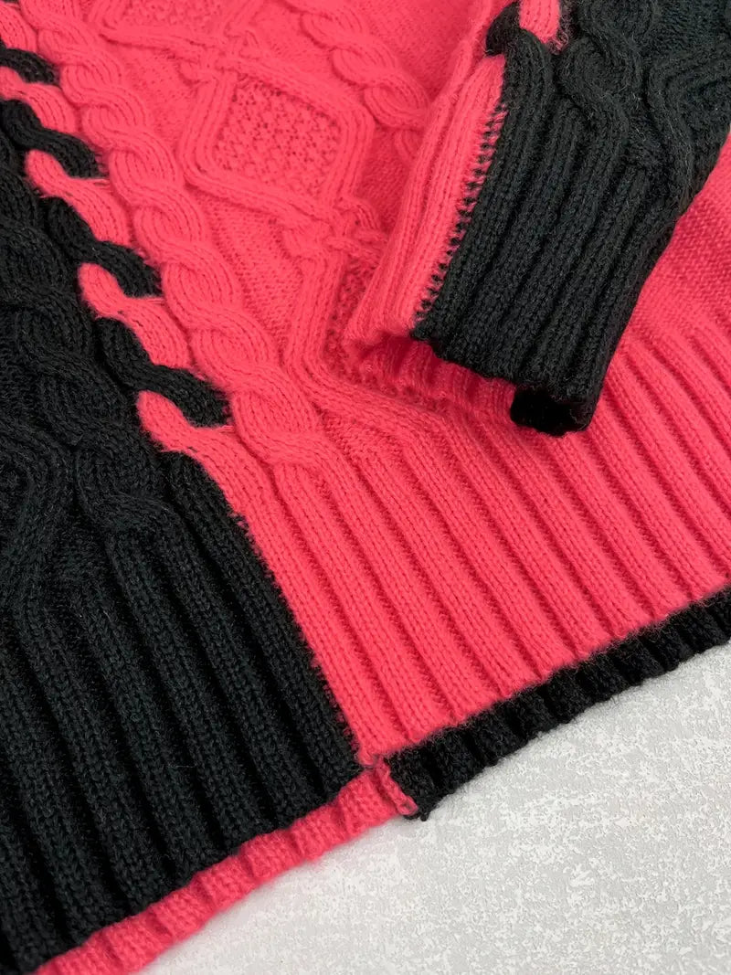Elegant Striped Jumper With High Collar